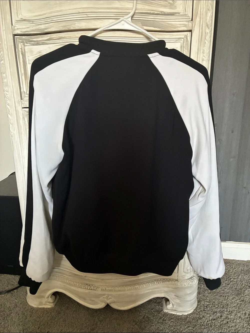 Michael Kors Black and White Colorblock Varsity Jacket